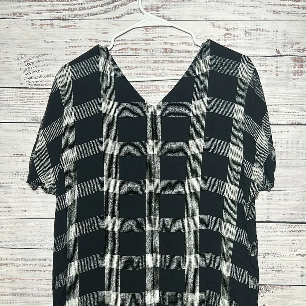 Madewell Zip Front Black Buffalo Plaid Check Sheath Dress Small - Picture 14 of 16
